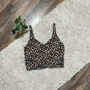Offline by Aerie Real Me Large Leopard Print Low Key Longline Sports Bra Brami